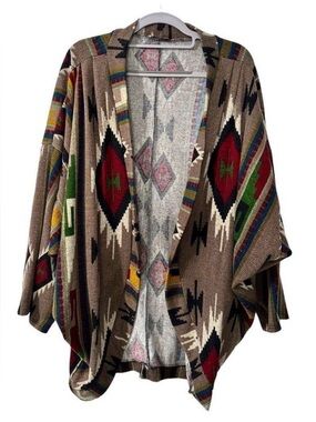 Vision USA Southwestern Open Front Cardigan Women’s Medium Wrap Rodeo Cowgirl
